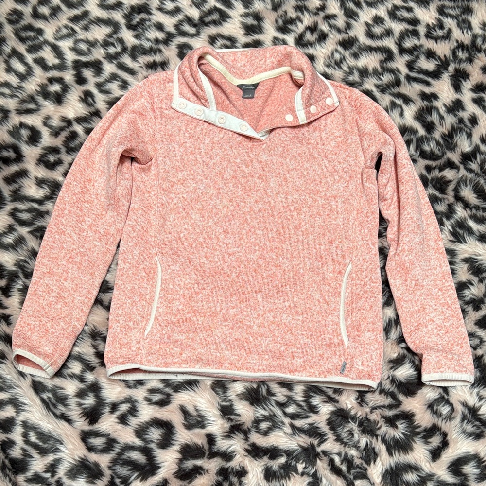 Eddie Bauer Marled Coral Cowl Neck Collared Sweater